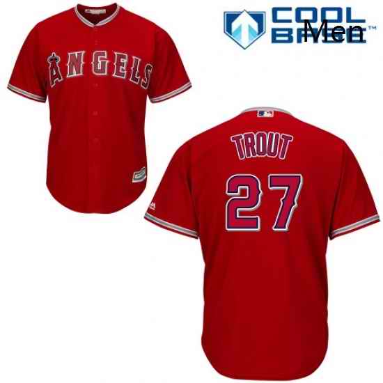 Mens Majestic Los Angeles Angels of Anaheim 27 Mike Trout Replica Red Alternate Cool Base MLB Jersey